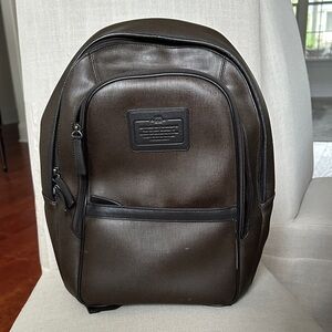 Coach Dark Brown Backpack with Black Accents
